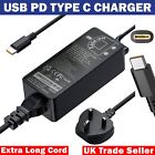 65W USB C Charger Power Adapter Fast Type C For iPad MacBook HP Lenovo Samsung
