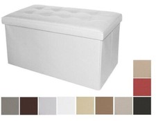 PUFF POUF CONTENITORE ECOPELLE PANCA BAULE IMBOTTITO TRAPUNTATO ELEGANTE 7 COLOR