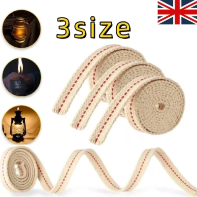 1-5 Rolls Flat Oil Lamp Wick 1.2-2cm 1M Kerosene Burner scalable Replacement UK - Image 1 of 4