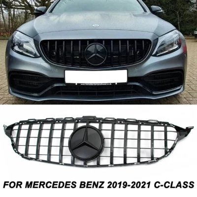 Front Bumper Grill W/3D Emblem For Mercedes Benz C-Class W205 C300 C43 2019-2021 - Image 1 of 4