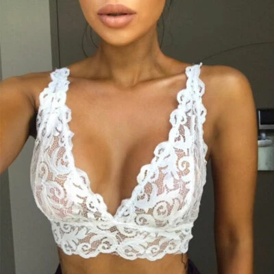 Bralette de encaje con flores para mujer Sujetador Bustier Damas Prendas para el torso corto Camiseta sin mangas Chaleco Foto 1 de 4