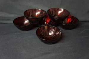 6 Cristal D’Arques France Antique Ruby Salad Bowls 5 5/8" Wide (1) - Picture 1 of 1