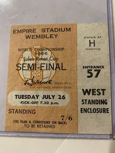 Boleto de semifinales de la Copa Mundial de la FIFA 1966 Inglaterra vs Portugal Charlton 2 goles - Imagen 1 de 2