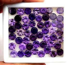 Natural Amethyst Round Faceted Loose Gemstone Lot 86 Pcs 100 CT 7 MM - Picture 1 of 4