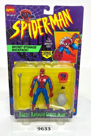 Spider-Man Animated Series BATTLE RAVAGED SPIDER-MAN ToyBiz Marvel 1994 Cover