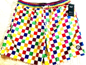Neu mit Etikett Brooklyn Stoff Herren XL bunt Netz gefüttert Boardshorts Badehose Surf - Bild 1 von 15
