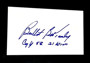 BULLET BOB TURLEY a/ "CY Y 58 21 WINS" YANKEES SIGNED AUTOGRAPHED INDEX CARD 3X5 - Picture 1 of 1