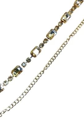 Cintura donna strass vita alta elegante da catena dorata gioiello sottile oro - Immagine 1 di 4