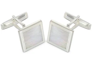 BROOKER Manschettenknöpfe Perlmutt Silber - Picture 1 of 1