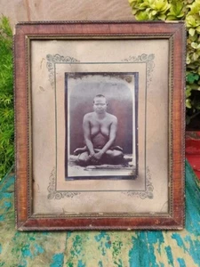 Vintage Indian Hindu Holy Man Black & White Picture Photograph Print Framed - Picture 1 of 9
