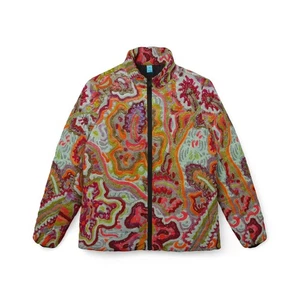 Women's Large Quilted Jacket - Hybiscus Themed. UV Reactive.  - Picture 1 of 17