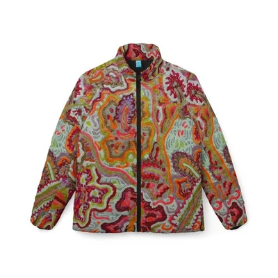 Women's Large Quilted Jacket - Hybiscus Themed. UV Reactive.  - Image 1 of 4