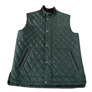 Orvis Sleeveless Quilted Vest Full Zip Snap Green   zip pockets Men's Medium - Picture 1 of 6