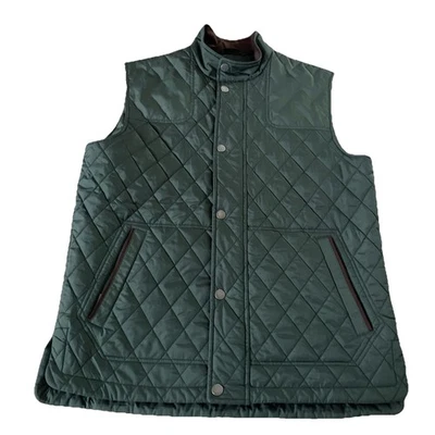 Orvis Sleeveless Quilted Vest Full Zip Snap Green   zip pockets Men's Medium - Image 1 of 4