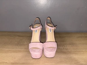 Steve Madden Erica Rosa Gamuza Plataforma Tacones de Cuña Talla 5.5M Correa para el Tobillo - Imagen 1 de 8