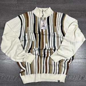Uomo Nuovo con etichette Stacy Adams 1/4 Zip Crema, Nero, Marrone Lungo Slv. Maglione - TAGLIA: XXL - Foto 1 di 8
