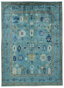 Handmade Blue Kazak Pakistan Rug Floral Modern Design Oriental Carpet 5X7 ft - Picture 1 of 12