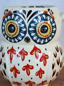 Taza de café de cerámica Natural Life taza boho figura búho parada. Sonríe. Respira. - Imagen 1 de 8