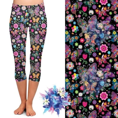 Leggings capri coloridos cachemir mariposa para mujer con curvas Plus 24-28 Foto 1 de 2