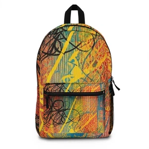 New Vibrant Abstract Pattern Backpack, Trendy Daypack for Teens, Art School - Picture 1 of 6