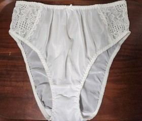 Vtg Rene Rofe Nylon Spandex Stretch Panties Shiny See Through Wedding White Sz 9