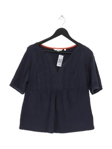 Boden Women's Top UK 14 Blue 100% Cotton Short Sleeve V-Neck Basic - Picture 1 of 5