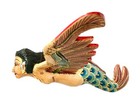 Flying Mermaid Goddess Mobile Demon Chaser Guardian Carved Balinese art Teal 15"