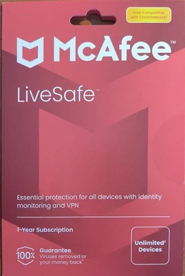 McAfee LiveSafe - Sofortversand per Email - 1 Jahres Abo - Unbegrenzte Geräte - Bild 1 von 3