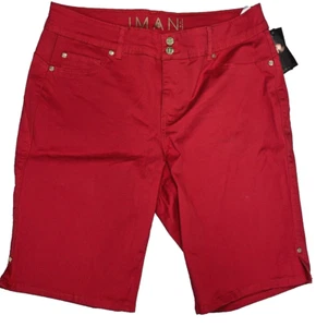 IMAN Global Chic 360 Secret Sculpt Denim Bermuda Shorts 16W Red - Bild 1 von 7