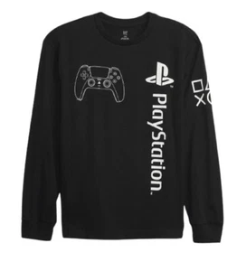 New Playstation Vertical Logo Kids Medium (8) Black Long Sleeve Gaming T-shirt  - Picture 1 of 1