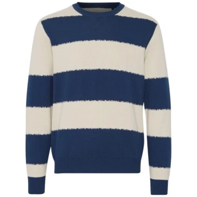 Blend pullover blu beige a righe larghe maglioncino primaverile art. 20716402 - Imagen 1 de 3