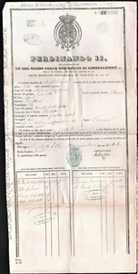 passaporto sanitario sanità marittima Regno due Sicilie Ferdinando II 1859 - Bild 1 von 2