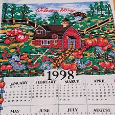 1989 Calendar Towel Welcome Home Barn Apples Pumpkins Cotton 25.5" x 15.25"