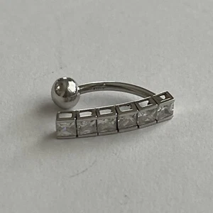 14k White Gold Belly Button ring —-(C) - Picture 1 of 10