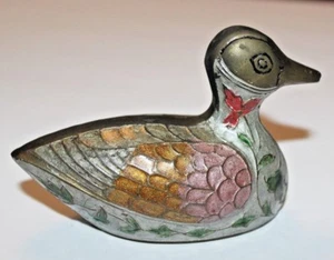 Vintage Brass Cloisonne Enameled Duck - Picture 1 of 8