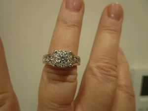 14K W.G. DIAMOND ENGAGEMENT RING ;  1.25 TCW; CENTER STONE PRINCESS CUT DIAMOND - Picture 1 of 10