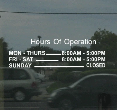 Hours Of Operation Business Hours Sign Sticker Store Shop Boutique Style A - Image 1 of 3