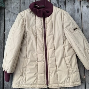 Vintage Damen Etienne Aigner Reißverschluss isoliert gefütterter Mantel hellbraun weinrot - 10 - Bild 1 von 6