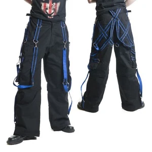 Pantalones Cyber Bondage con correas azules reales hechos de algodón 100% fuerte - Imagen 1 de 3