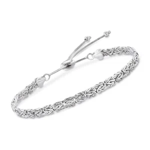 Adjustable Flat Byzantine Bracelet REAL 14K White Gold For ALL WRISTS! QVC - Picture 1 of 3