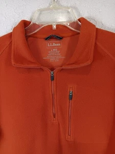 LL Bean 1/4 Zip Fleece Pullover Sweater Jacket Mens L Reg Orange w/ Zip Pocket - Picture 1 of 8