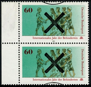 76) Bund 1083 Seitenrandpaar mit Andreaskreuzentwertung aus KBWZ Bogen ANGEBOT - Bild 1 von 1