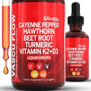 Cayenne Pepper Hawthorn Beet Root Turmeric Vitamin K2+D3 Liquid DropsUU - Picture 1 of 21
