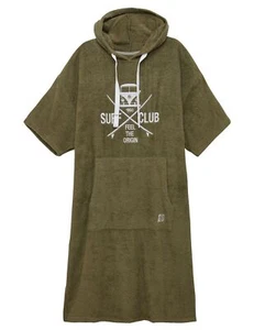Poncho Strandponcho Bademantel VW Bulli »SURF CLUB« Olive Weiß - Bild 1 von 2