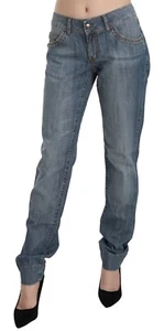 JUST CAVALLI Jeans Blue Washed Cotton Low Waist Slim Fit Denim Pants s. W31 $300 - Picture 1 of 8