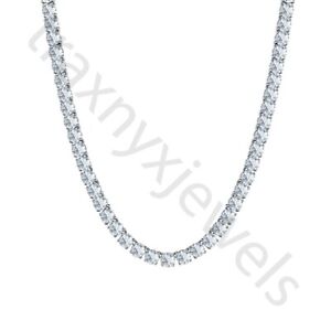 45.75 ctw Round Lab Created Diamond 14K White Gold Over 5 MM Men's Necklace 18"