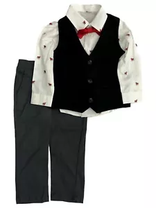 Infant & Toddler Boys Dress Up Suit Pants Vest Puppy Shirt Bow Tie Outfit - Picture 1 of 1