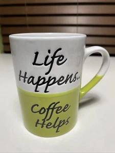 Fabulous home- coffee Cup ‘life happens coffee helps..’16 oz Ceramic Two-Tone. - Picture 1 of 6