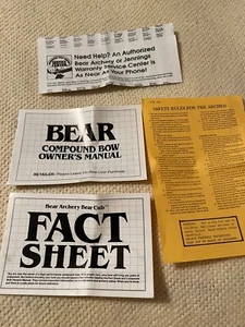 Bear Archery Cub Owners Manual - Picture 1 of 4