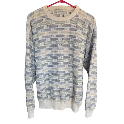 Vtg Sweater 80s 90s Men's Tricots St Raphael Geometric XL Blue Grandpacore  - Image 1 of 4
